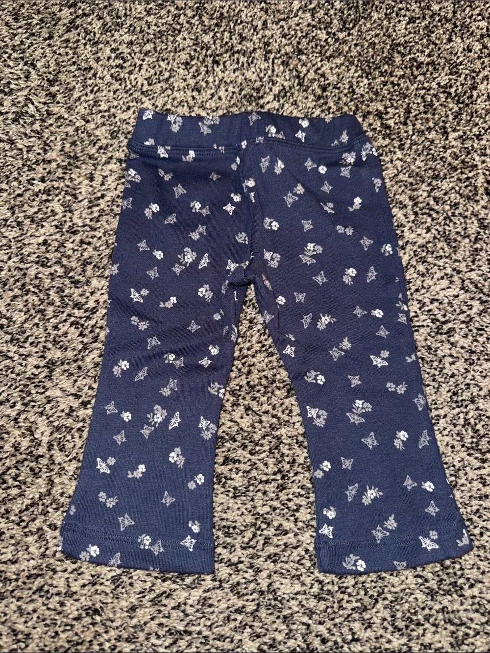 Kids Light Blue Ruffle Sleeve Bodysuit and Navy Floral Pants Set